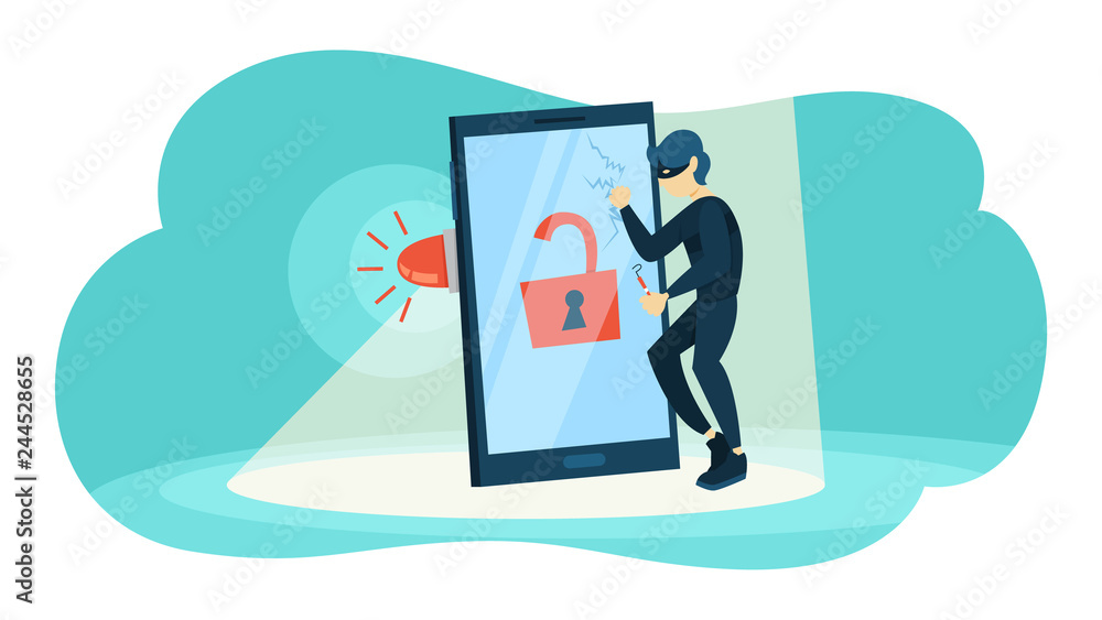 Thief steal personal data with password. Cyber crime Thief steal personal data with password. Cyber crime