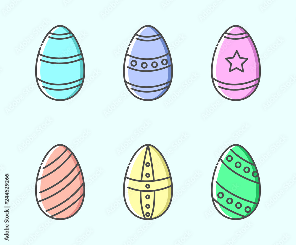 Vector easter eggs icon set. Modern line art flat icons for easter decoration. EPS 10 Vector easter eggs icon set. Modern line art flat icons for easter decoration. EPS 10