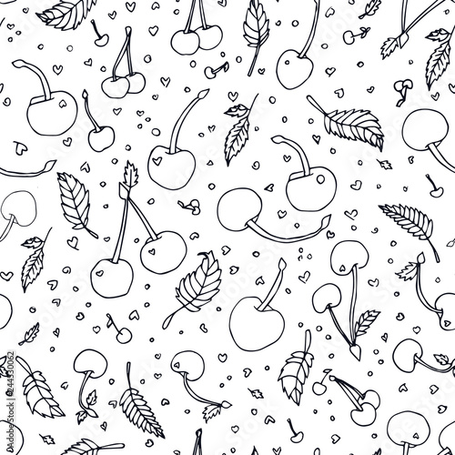Rockabilly Cherry Doodle seamless pattern background. Perfect for fabric, scrapbooking and wallpaper projects.
