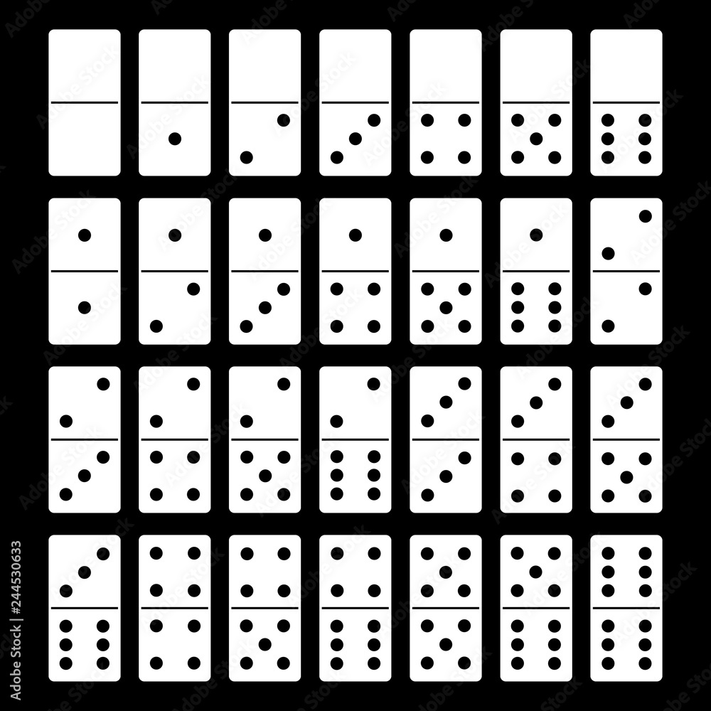 Illustration of domino set with black in background Illustration of domino set with black in background