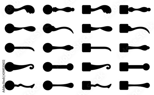 Set of different door knobs isolated on white