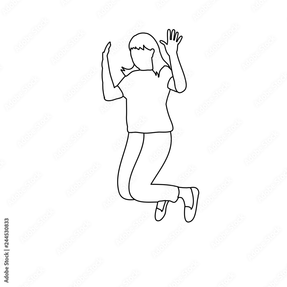 Continuous Line Drawing Of Happy Jumping Man Royalty Free SVG Cliparts  Vectors And Stock Illustration Image 111804133
