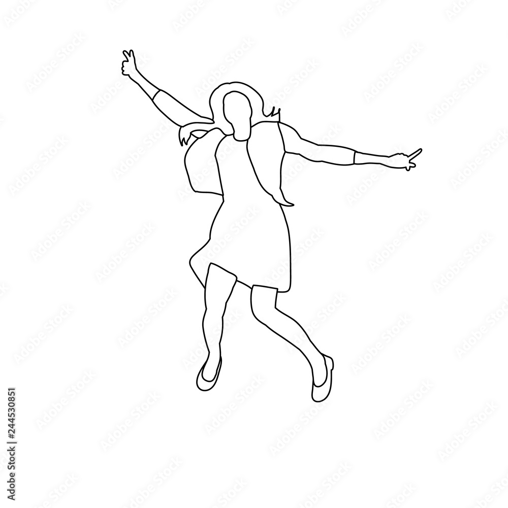 girl jumping sketch, joy