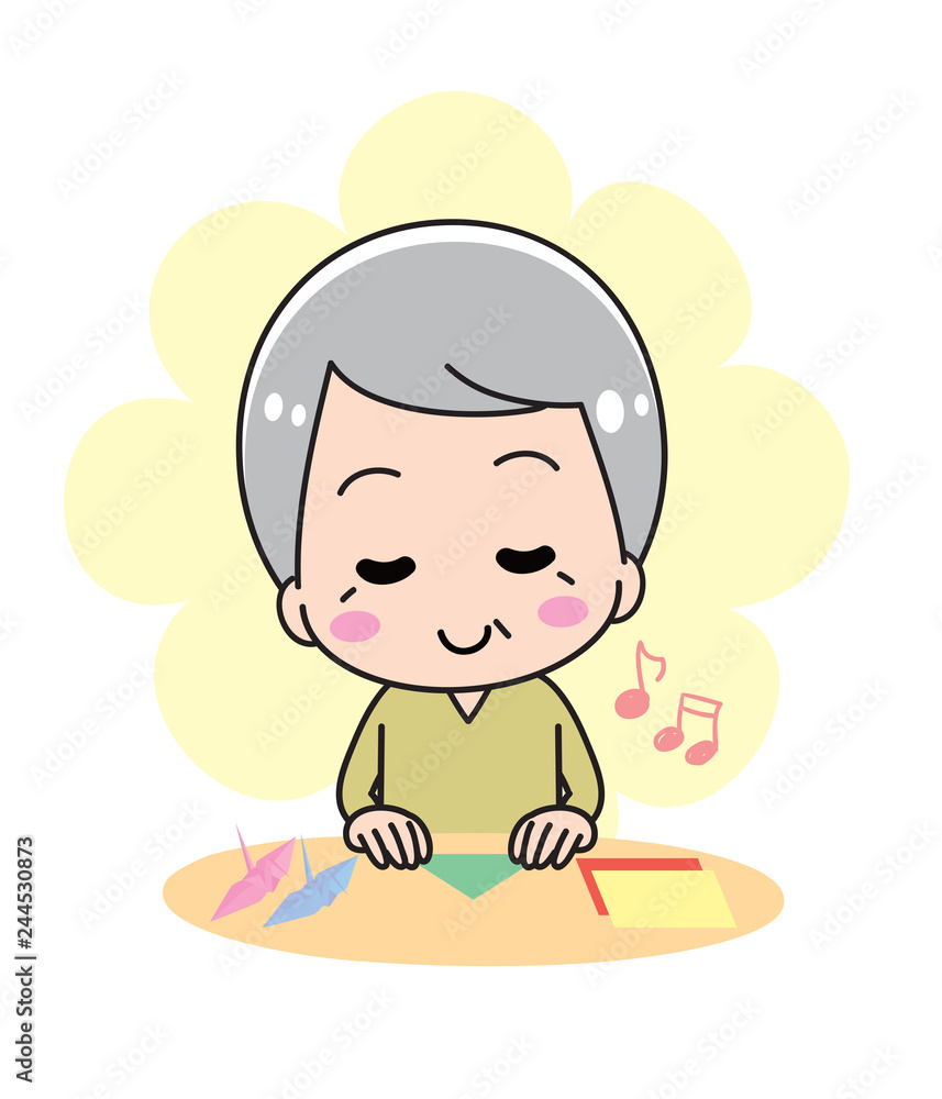 Dementia prevention origami grandfather with background Dementia prevention origami grandfather with background