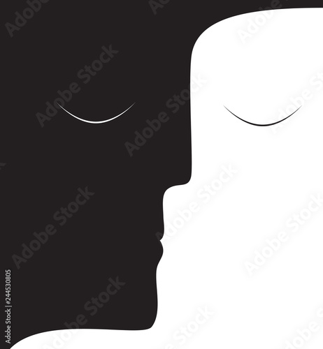 kiss concept black and white,