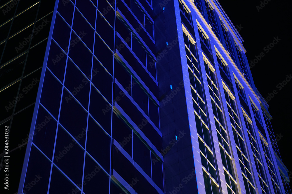 modern building with blue lighting modern building with blue lighting
