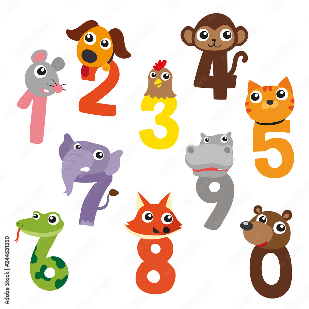 Fototapeta premium animals number vector design