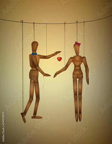 two lovers concept, romantic valentine marionettes, be my valentine forever idea,