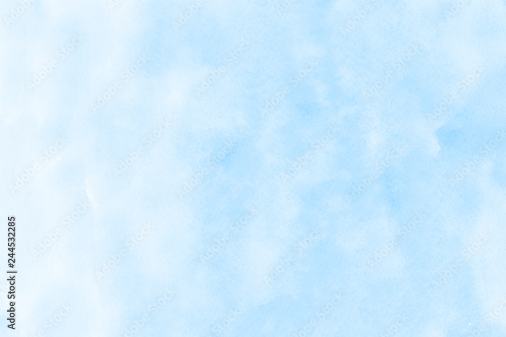 Light blue watercolor illustration on white paper texture