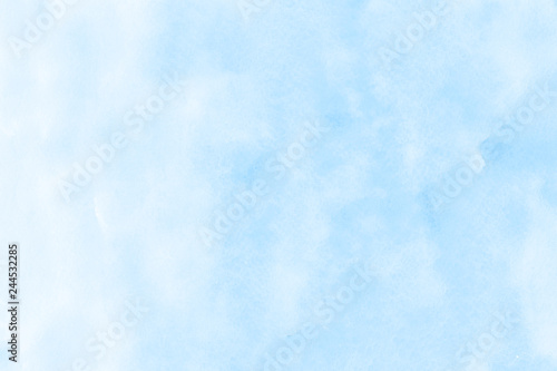 Light blue watercolor illustration on white paper texture photo