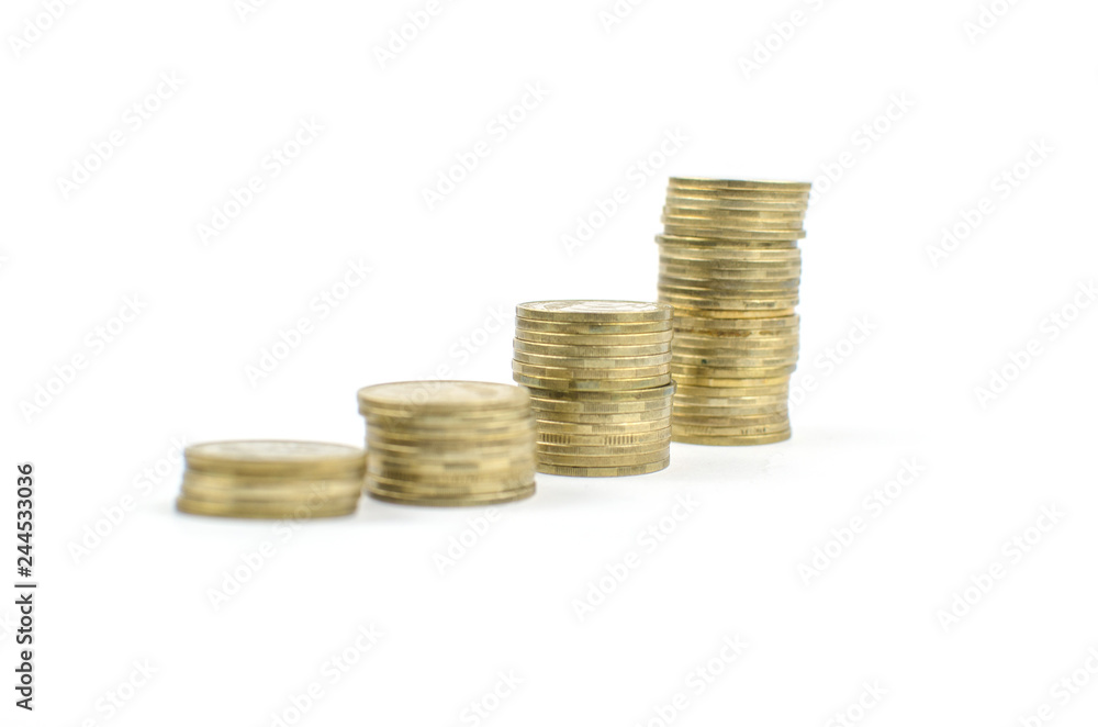 coins on an isolated background. Saving money, accumulating for the realization of a dream. coins on an isolated background. Saving money, accumulating for the realization of a dream.