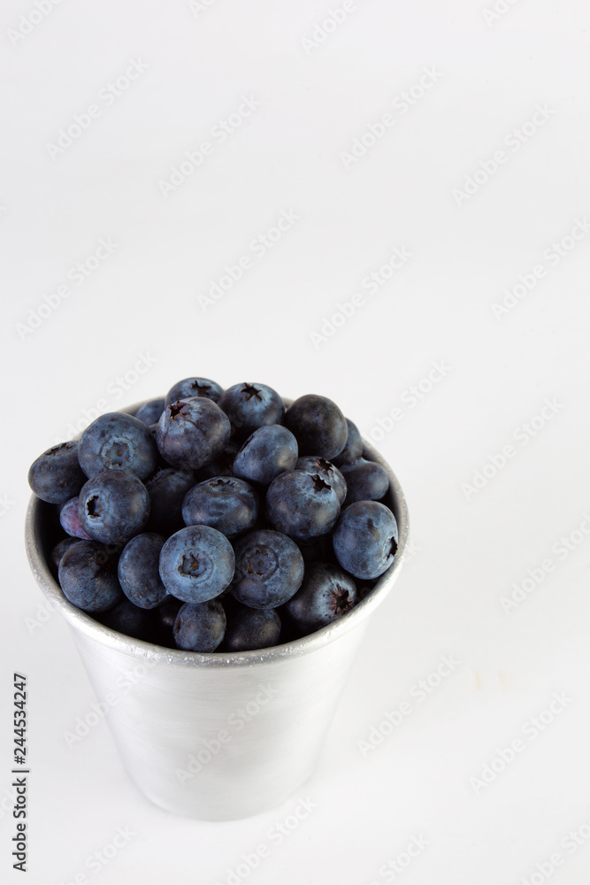 Blueberries in aluminum cup Blueberries in aluminum cup