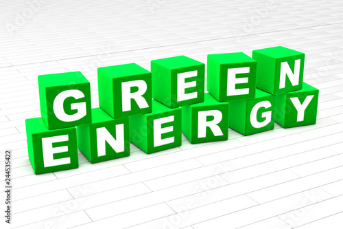 3D rendered illustration of the words Green Energy.
 photo