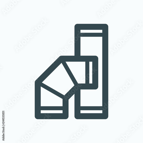 Flue pipes icon, steel flue pipes vector icon