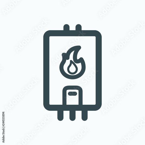 Gas boiler icon, condensing system gas boiler for central house heating vector icon
