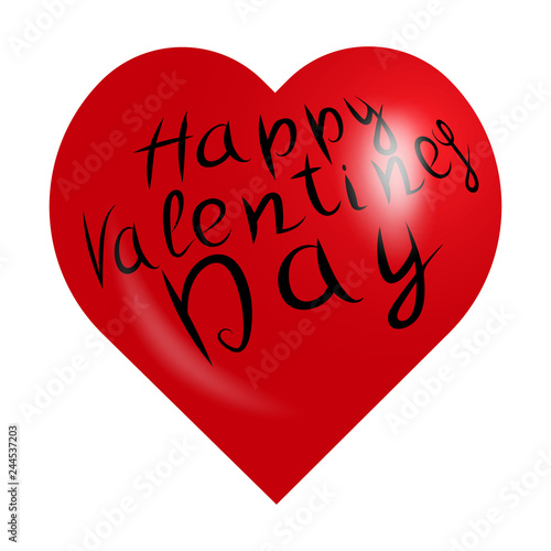 Heart with inscription. Valentine's day. Vector illustration.