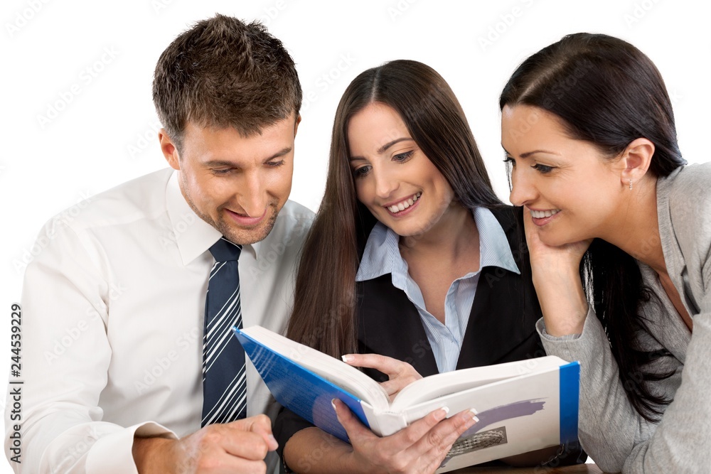 Portrait of Business People Looking on Book Portrait of Business People Looking on Book