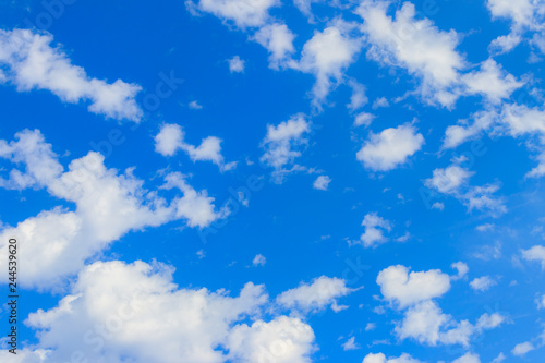 Blue sky with small white clouds. Natural background