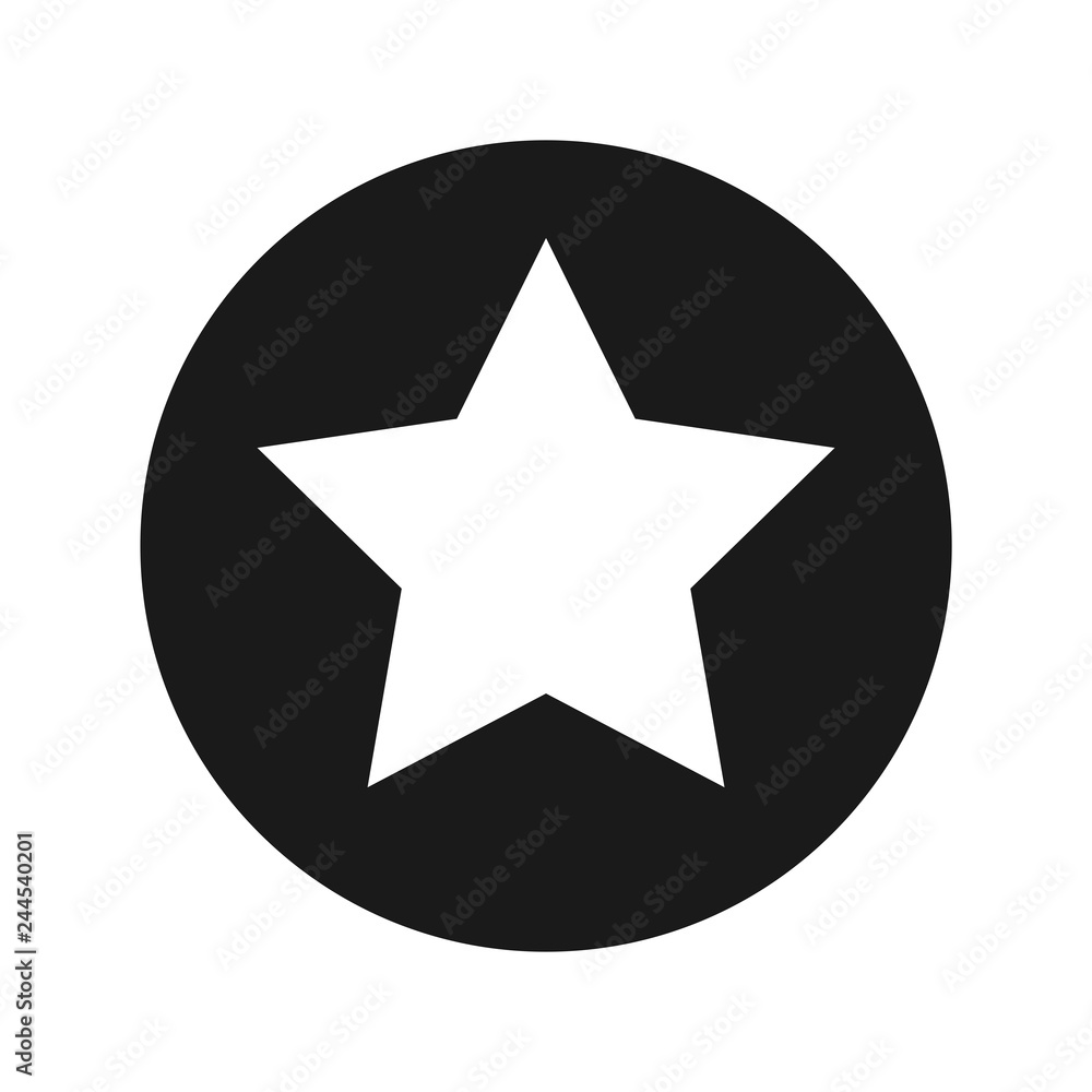 Star icon flat black round button vector illustration Star icon flat black round button vector illustration