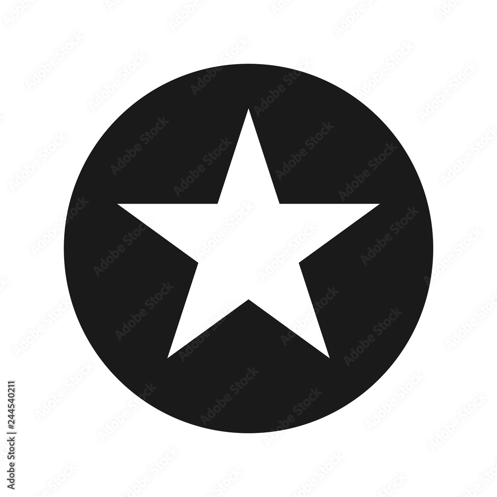 Star icon flat black round button vector illustration Star icon flat black round button vector illustration