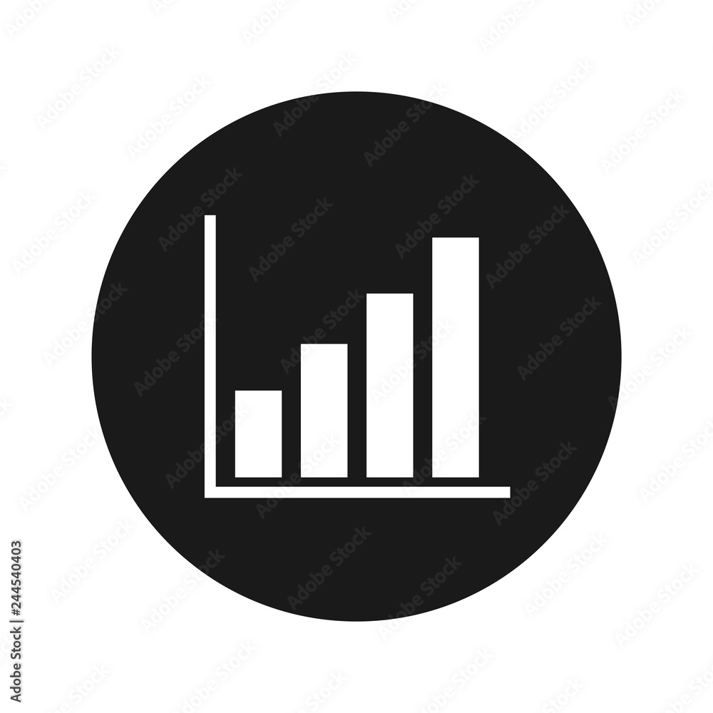 Statistics icon flat black round button vector illustration