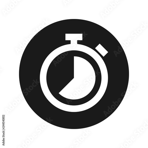 Stopwatch icon flat black round button vector illustration