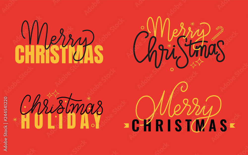 Merry Christmas Xmas Holiday Inscription Lettering Merry Christmas Xmas Holiday Inscription Lettering