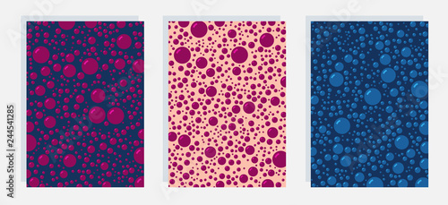 Shiny bubbles in bold duotone colors. Set of cover backgrounds. EPS10