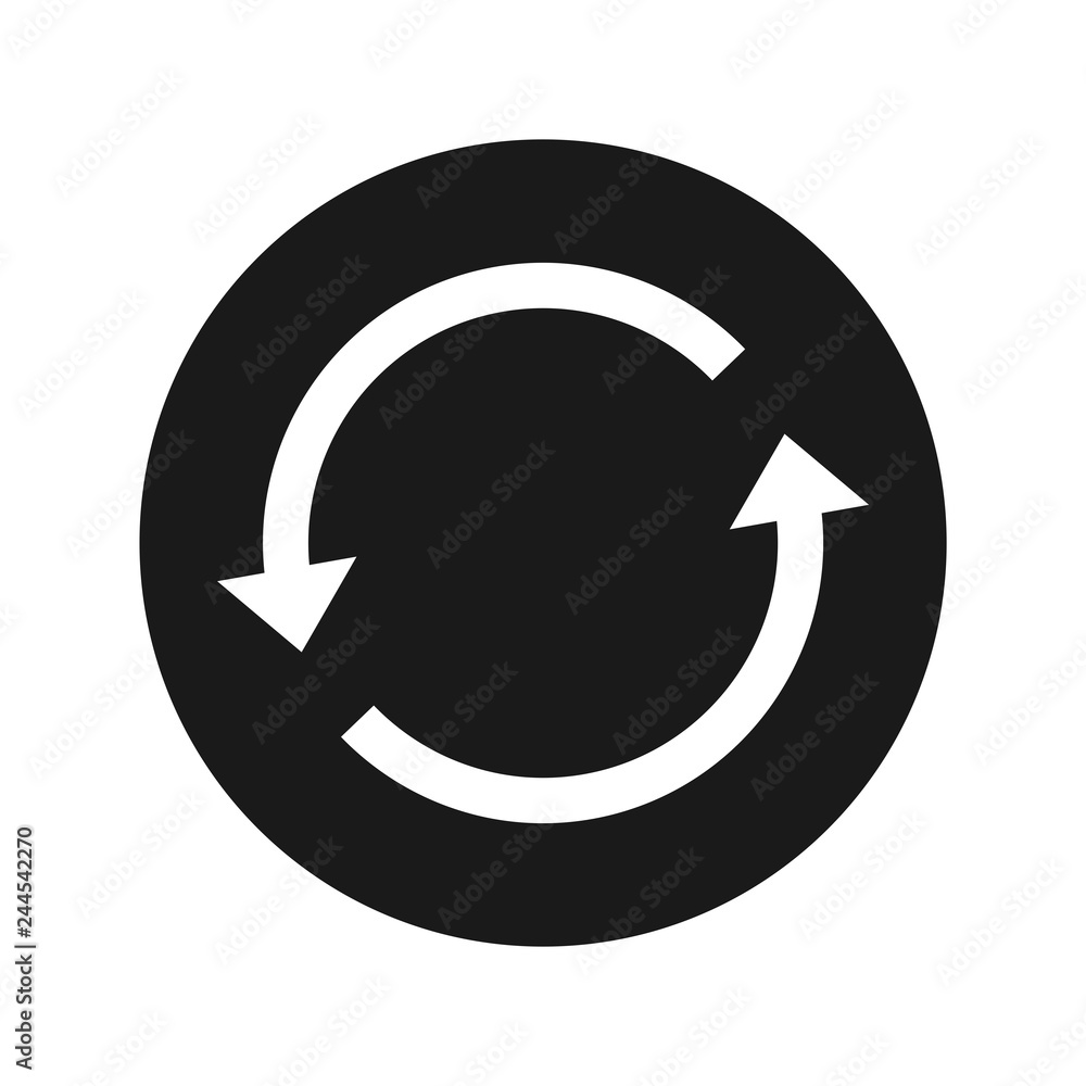 Update arrow icon flat black round button vector illustration Update arrow icon flat black round button vector illustration