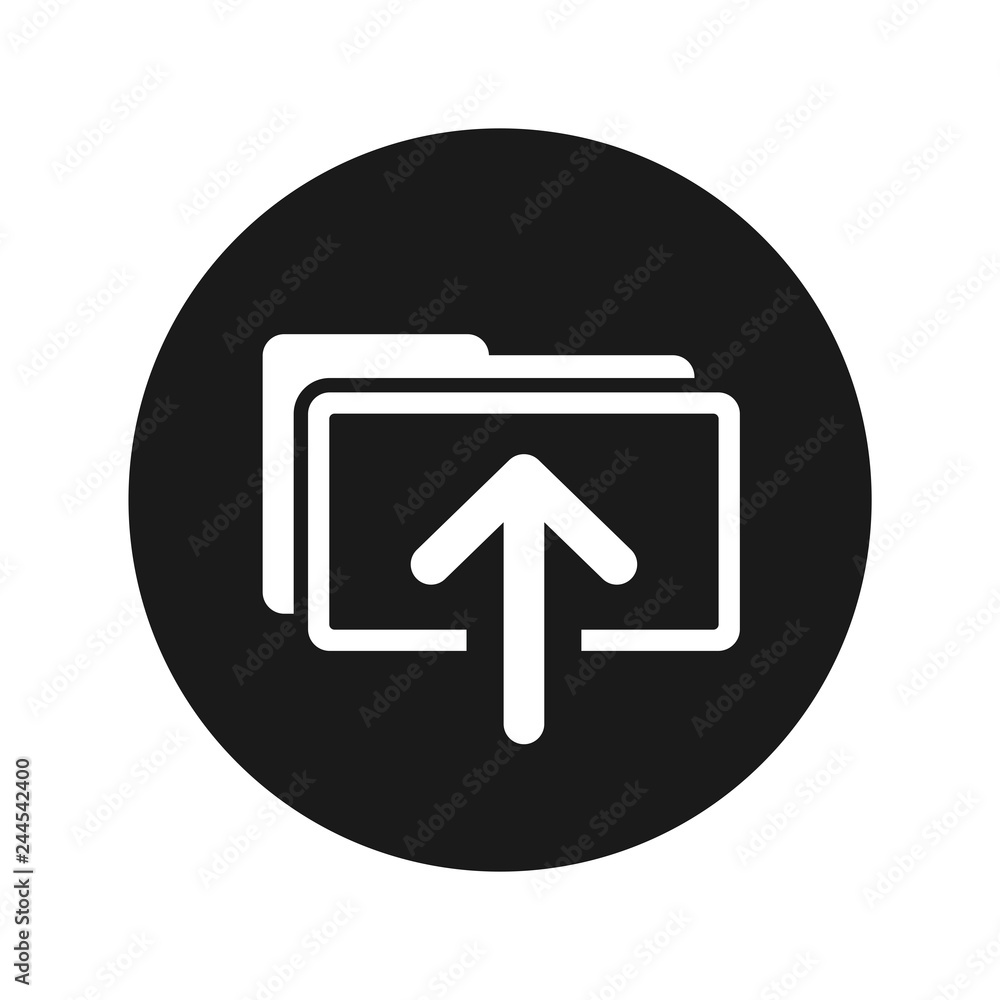 Upload files icon flat black round button vector illustration Upload files icon flat black round button vector illustration