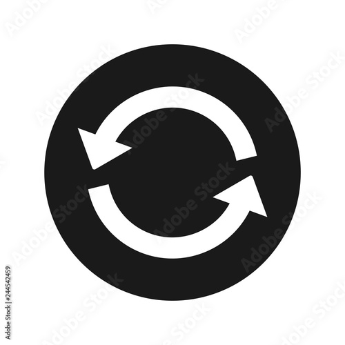 Update icon flat black round button vector illustration