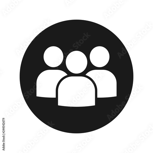 User group icon flat black round button vector illustration
