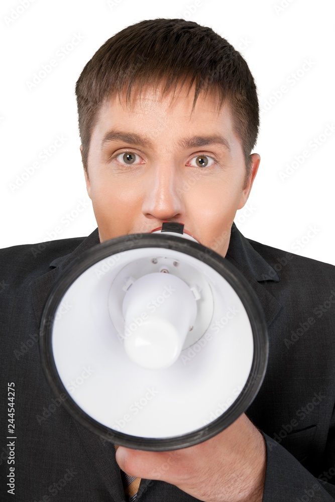 Portrait of a Businessman with Megaphone Portrait of a Businessman with Megaphone