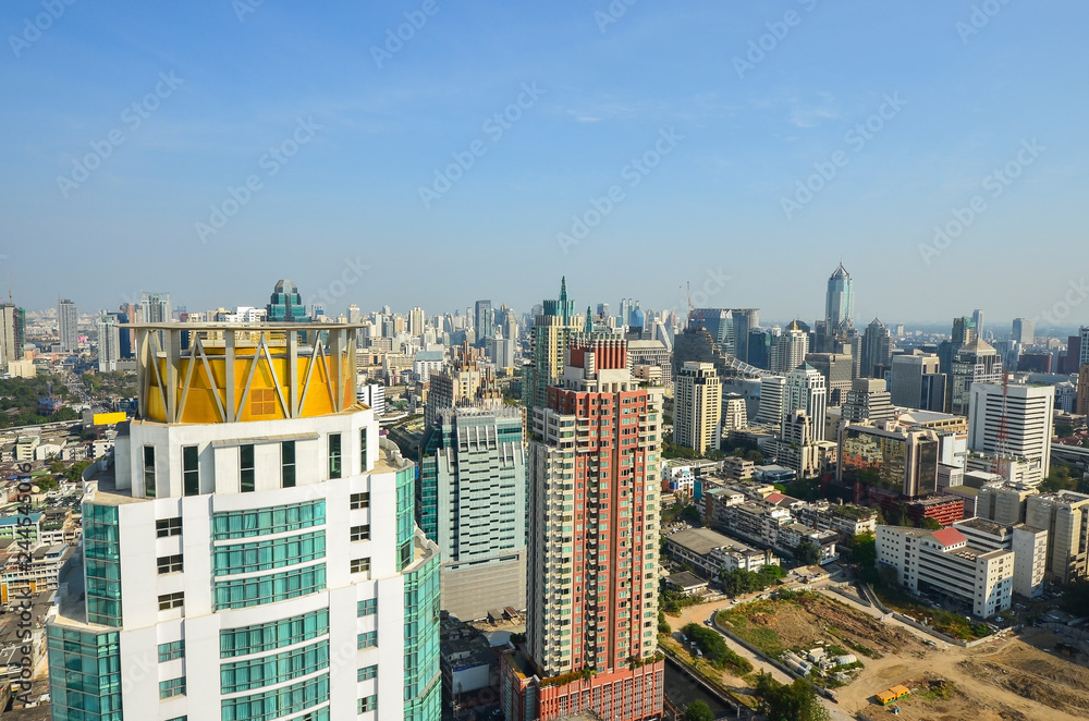Fototapeta premium Bangkok Cityscape. Aerial view on Panorama of Bangkok, Thailand