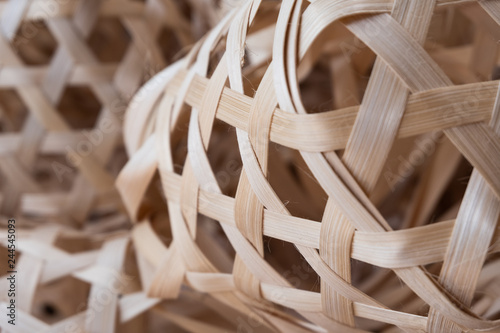 Small Round bamboo basket, Thai traditional basketry handmade