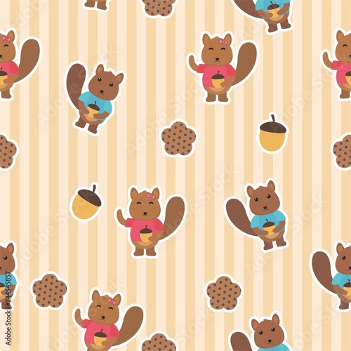 Cute squirrel seamless pattern background