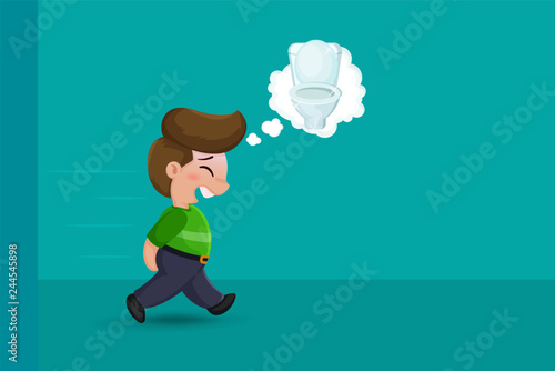 Waste excretion. Diarrhea boy Want to go to the bathroom.