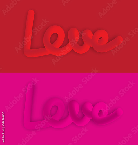 Love lettering  colorful neon figures,Valentine's day greeting card