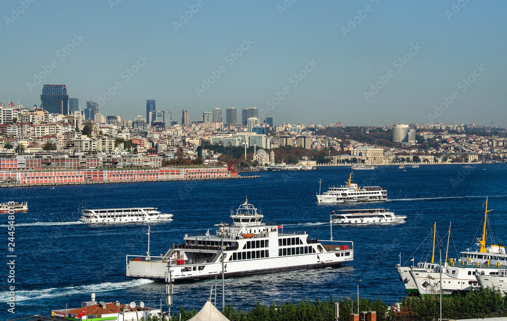Cityscape Bosphorus with boats Istanbul, Turkey Cityscape Bosphorus with boats Istanbul, Turkey