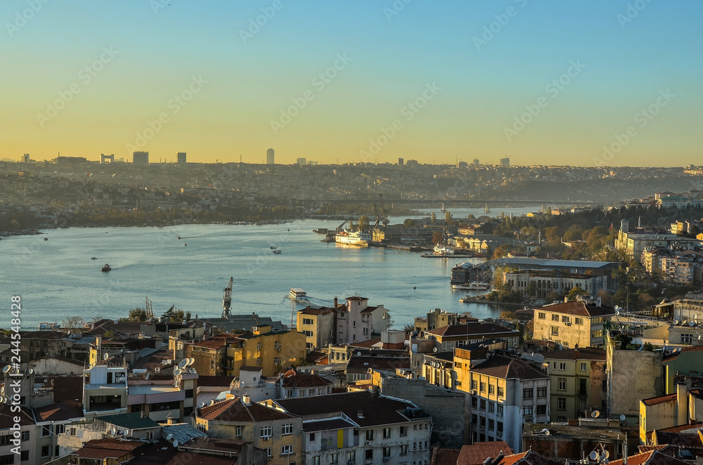 Panorama of theold part (Ortakoy) of Istanbul, Turkey