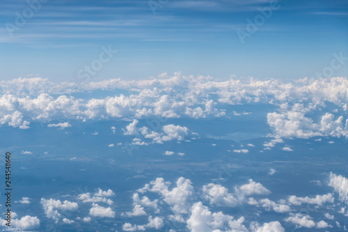 Sky and cloud background from airplane in daytime at Thailand