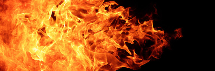 abstract blaze fire flame texture for banner background, 3 x 1 ratio