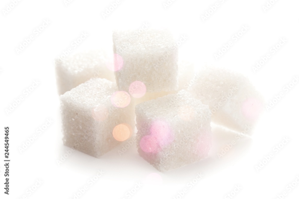 Cubes of sugar on white background Cubes of sugar on white background