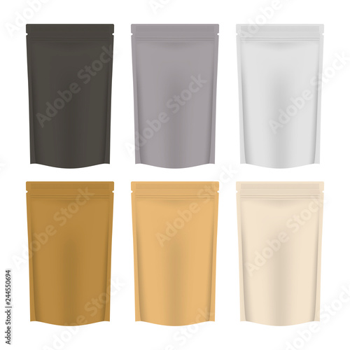Vacuum retort pouch with zipper - zip lock stand up food bag, mockup