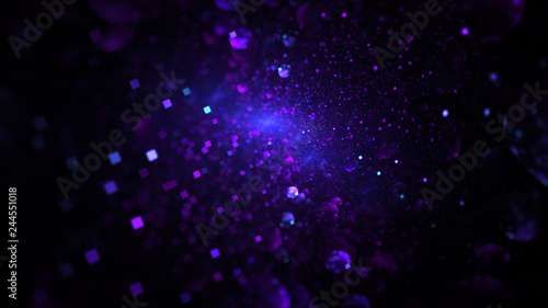 Abstract blurred blue and violet particles. Fantasy colorful holiday sparkle background. Digital fractal art. 3d © Klavdiya Krinichnaya