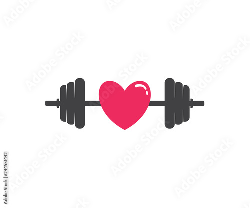 i love weight lifting with barbel fitness vector logo icon design