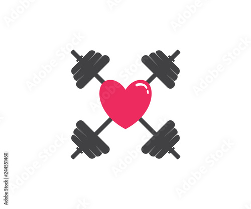 i love weight lifting with barbel fitness vector logo icon design
