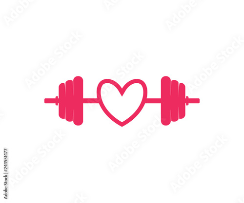 i love weight lifting with barbel fitness vector logo icon design