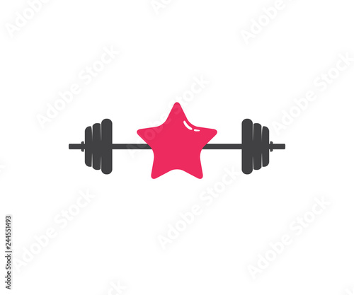 barbel fitness gym star weight lifting vector logo design