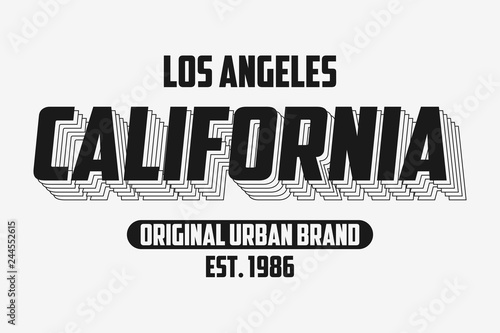 California modern typography slogan for t-shirt. Los Angeles tee shirt graphics, urban brand print. Vector illustration.